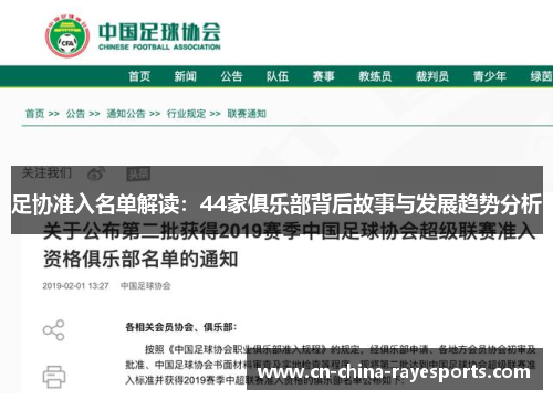 足协准入名单解读：44家俱乐部背后故事与发展趋势分析