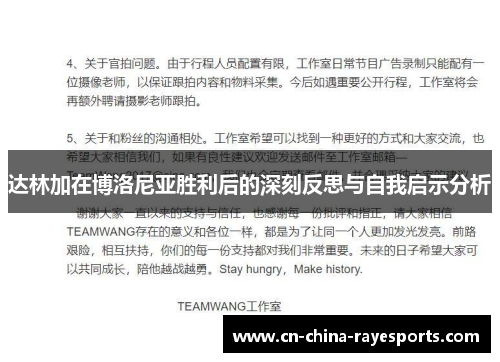 达林加在博洛尼亚胜利后的深刻反思与自我启示分析